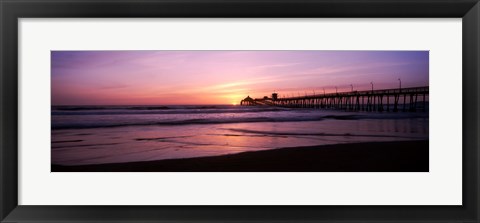 Framed Pier in the pacific ocean at dusk, San Diego, California Print