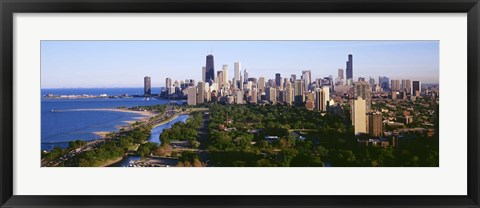Framed Aerial View Of Skyline, Chicago, Illinois, USA Print