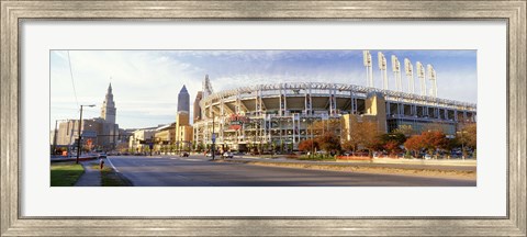 Framed Low angle view of baseball stadium, Jacobs Field, Cleveland, Ohio, USA Print