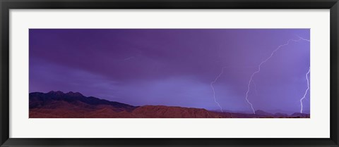 Framed Clouds lightning over the mountains, Mt Four Peaks, Phoenix, Arizona, USA Print