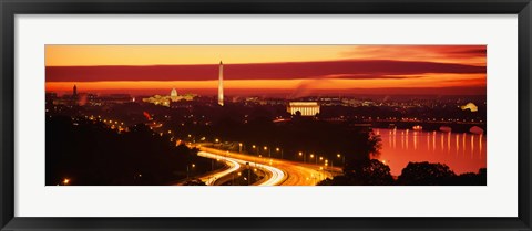 Framed Sunset, Aerial, Washington DC, District Of Columbia, USA Print