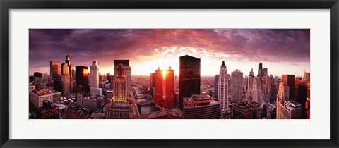 Framed Sunset River View, Chicago, IL Print