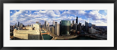 Framed Aerial View of Chicago and river Print