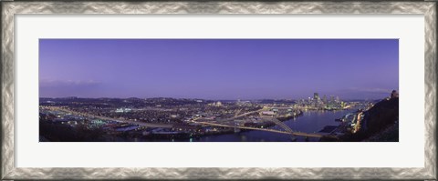Framed Aerial view of a city, Pittsburgh, Allegheny County, Pennsylvania, USA Print