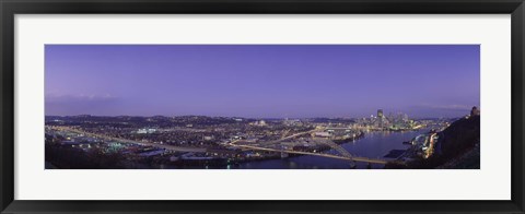 Framed Aerial view of a city, Pittsburgh, Allegheny County, Pennsylvania, USA Print