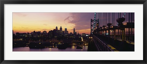 Framed Bridge over a river, Benjamin Franklin Bridge, Philadelphia, Pennsylvania, USA Print