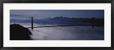 Framed USA, California, San Francisco, Fog over Golden Gate Bridge Print