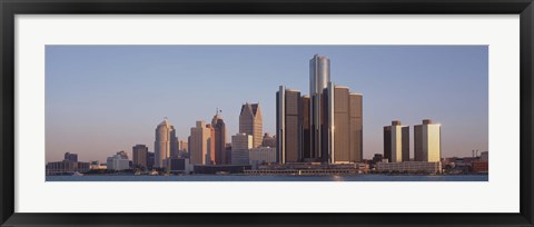 Framed Detroit, Michigan Daytime Skyline Print