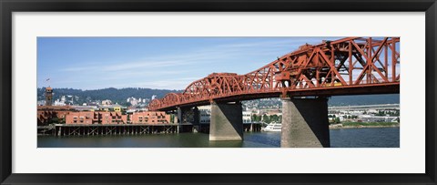 Framed Bascule bridge across a river, Broadway Bridge, Willamette River, Portland, Multnomah County, Oregon, USA Print