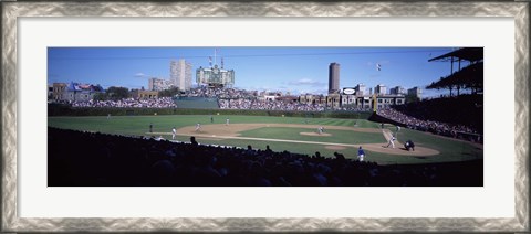 Framed Baseball match in progress, Wrigley Field, Chicago, Cook County, Illinois, USA Print