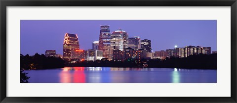 Framed US, Texas, Austin, skyline, night Print