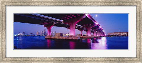 Framed MacArthur Causeway Biscayne Bay Miami FL USA Print