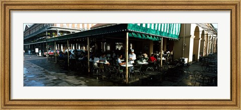 Framed Tourists at a coffee shop, Cafe Du Monde, Decatur Street, French Quarter, New Orleans, Louisiana, USA Print