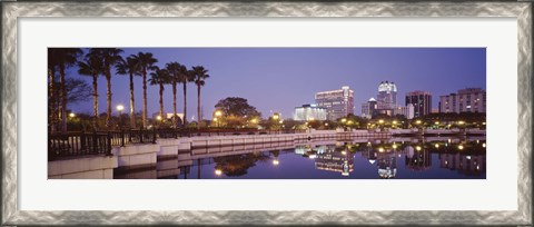 Framed Reflection Of Buildings In The Lake, Lake Luceme, Orlando, Florida, USA Print