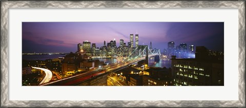 Framed Buildings lit up at night, World Trade Center, Manhattan, New York City, New York State, USA Print