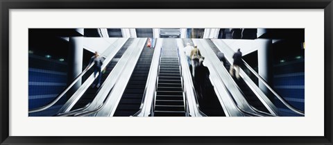 Framed Group of people on escalators at an airport, O&#39;Hare Airport, Chicago, Illinois, USA Print
