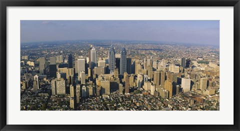 Framed Aerial view of skyscrapers in a city, Philadelphia, Pennsylvania, USA Print