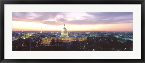 Framed Twilight, Capitol Building, Washington DC, District Of Columbia, USA Print