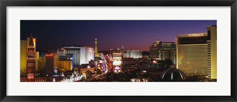 Framed Buildings Lit Up At Night, Las Vegas, Nevada, USA (purple sky) Print