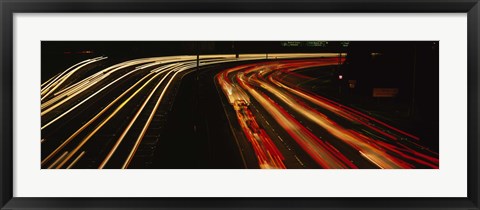 Framed High angle view of traffic on a road at night, Oakland, California, USA Print