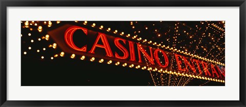 Framed Low angle view of neon sign, Las Vegas, Nevada, USA Print