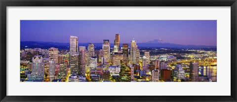 Framed Seattle Lit up, Washington State Print