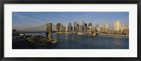Framed Bridge Across A River, Brooklyn Bridge, NYC, New York City, New York State, USA Print