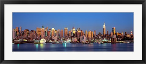 Framed Panoramic View of New York City from the Water at Night Print