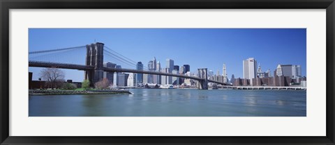 Framed Brooklyn Bridge and Skyscrapers in New York City Print
