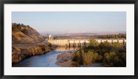 Framed High angle view of a dam on a river, Nimbus Dam, American River, Sacramento County, California, USA Print