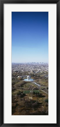 Framed Aerial View Of Worlds Fair Globe, From Queens Looking Towards Manhattan, NYC, New York City, New York State, USA Print