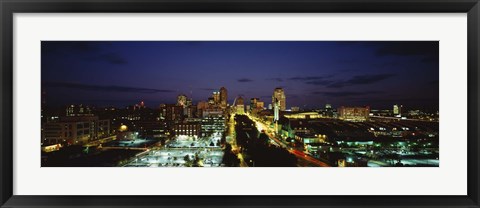 Framed High Angle View Of A City Lit Up At Dusk, St. Louis, Missouri, USA Print