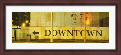 Framed Downtown Sign Printed On A Wall, San Francisco, California Print