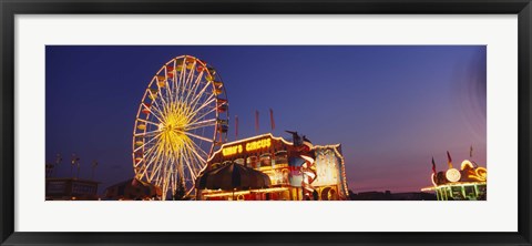 Framed Low Angle View Of A Ferries Wheel Lit Up At Dusk, Erie County Fair And Exposition, Erie County, Hamburg, New York State, USA Print