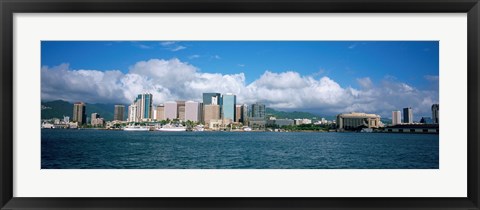 Framed Buildings On The Waterfront, Downtown, Honolulu, Hawaii, USA Print