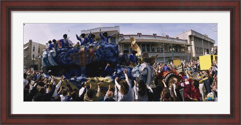 Framed Crowd of people cheering a Mardi Gras Parade, New Orleans, Louisiana, USA Print