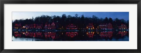 Framed Boathouse at the waterfront, Schuylkill River, Philadelphia, Pennsylvania, USA Print