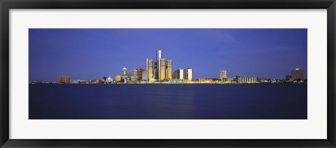 Framed Detroit Waterfront Skyline Print