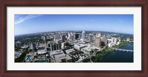 Framed Aerial view of a city, Austin,Texas Print