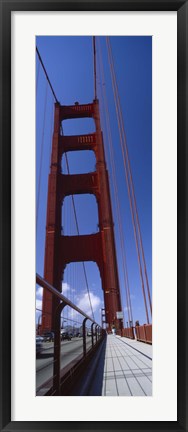 Framed Low angle view of a suspension bridge, Golden Gate Bridge, San Francisco, California, USA Print