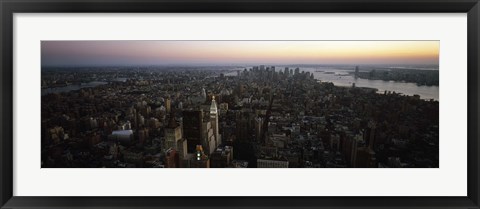 Framed Aerial view of a city, Lower Manhattan and Financial District, Manhattan, New York City, New York State, USA Print