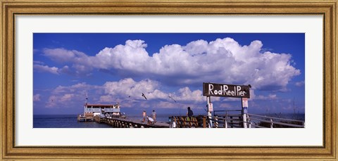 Framed Information board of a pier, Rod and Reel Pier, Tampa Bay, Gulf of Mexico, Anna Maria Island, Florida, USA Print
