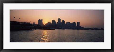 Framed Buildings at the waterfront, Boston Harbor, Boston, Suffolk County, Massachusetts, USA Print