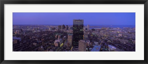 Framed Aerial View of Boston at Night Print