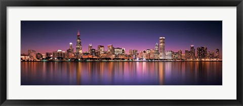 Framed Reflection of skyscrapers in a lake, Lake Michigan, Digital Composite, Chicago, Cook County, Illinois, USA Print