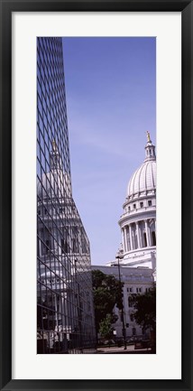 Framed Low angle view of a government building, Wisconsin State Capitol, Madison, Wisconsin, USA Print