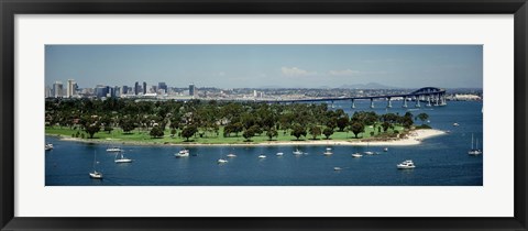 Framed Bridge across a bay, Coronado Bridge, San Diego, California, USA Print