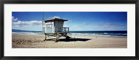 Framed Lifeguard hut on the beach, 8th Street Lifeguard Station, Manhattan Beach, Los Angeles County, California, USA Print
