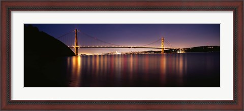 Framed Golden Gate Bridge Lit Up at Dusk, San Francisco Bay Print
