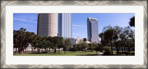 Framed Buildings in a city viewed from a park, Plant Park, University Of Tampa, Tampa, Hillsborough County, Florida, USA Print